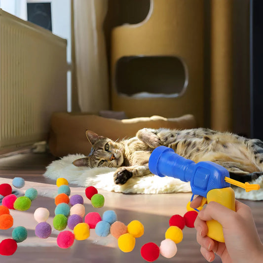 Igračka za mačke i male pse + podloga za hranjenje kućnih ljubimca + pištolj + loptice