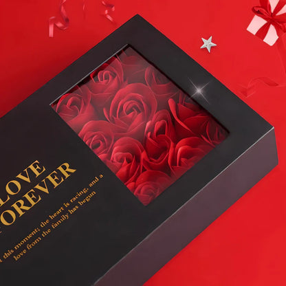 Lux poklon set – Elegantna kutija sa 6 vječnih ruža + OGRLICA🌹🎁