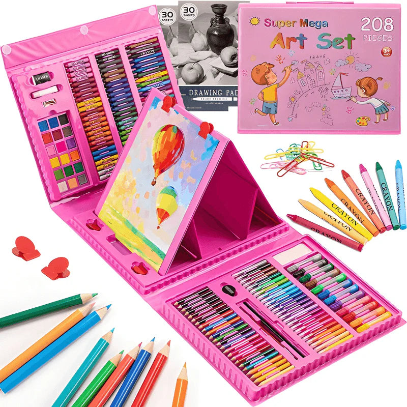 Kofer s bojicama za djecu - savršen set od 208 dijelova za crtanje i školu