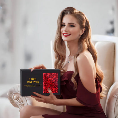 Lux poklon set – Elegantna kutija sa 6 vječnih ruža + OGRLICA🌹🎁