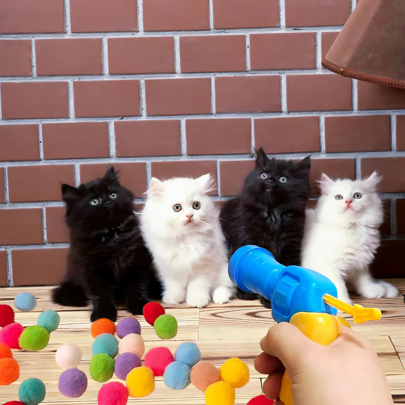 Igračka za mačke i male pse + podloga za hranjenje kućnih ljubimca + pištolj + loptice